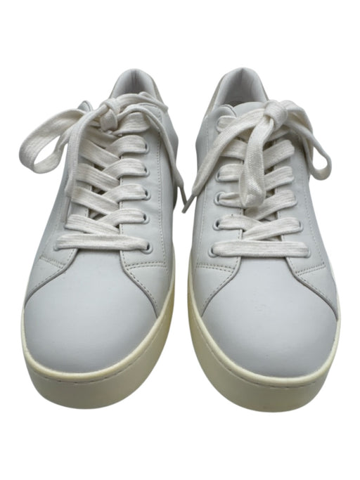 Vince Shoe Size 9.5 White & Beige Leather Rubber Sole lace up Low Top Sneakers White & Beige / 9.5