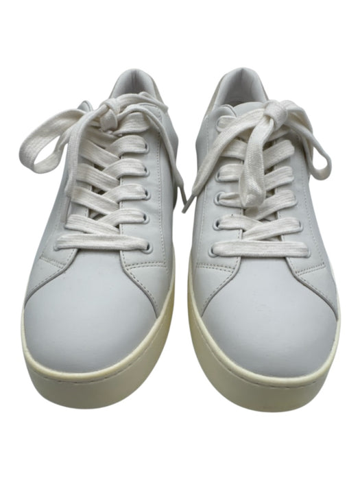 Vince Shoe Size 9.5 White & Beige Leather Rubber Sole lace up Low Top Sneakers White & Beige / 9.5