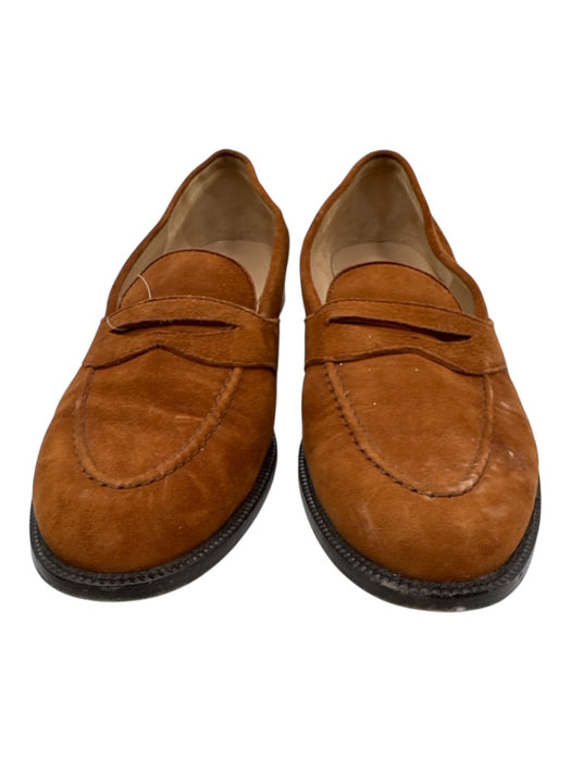 Manolo Blahnik Shoe Size 41.5 Brown Suede Leather Low Stacked Heel Penny Loafers Brown / 41.5