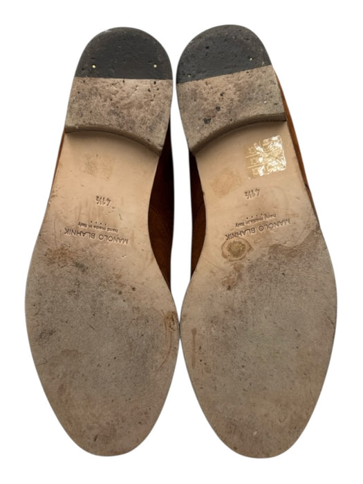 Manolo Blahnik Shoe Size 41.5 Brown Suede Leather Low Stacked Heel Penny Loafers Brown / 41.5