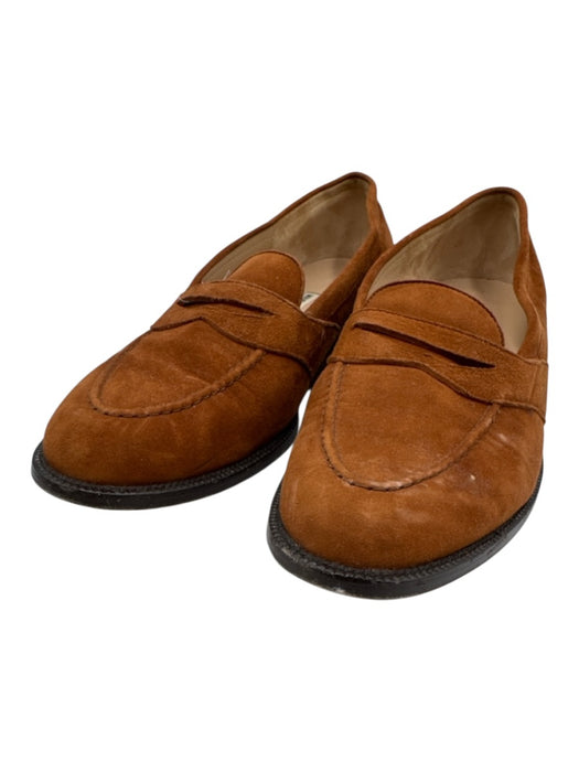 Manolo Blahnik Shoe Size 41.5 Brown Suede Leather Low Stacked Heel Penny Loafers Brown / 41.5