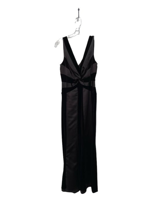 Tadashi Size 8 Deep Brown Poly Blend V Neck & Back Sleeveless Velvet Gown Deep Brown / 8