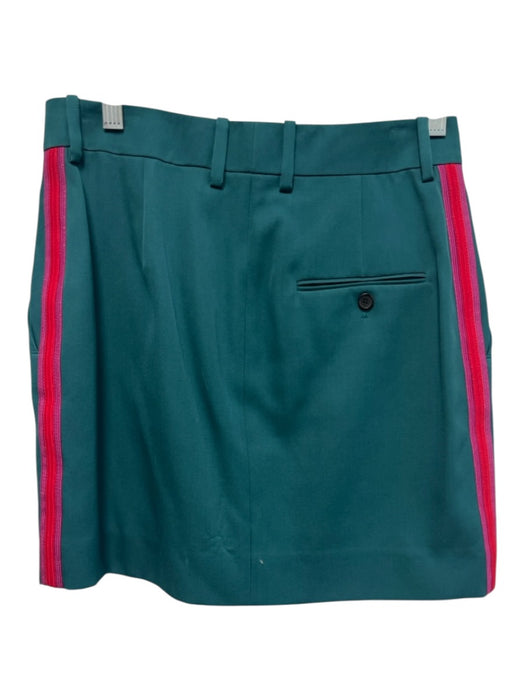 Calvin Klein Size 6 Teal Green, Pink, Red Wool Side Stripe hook & zip Skirt Teal Green, Pink, Red / 6