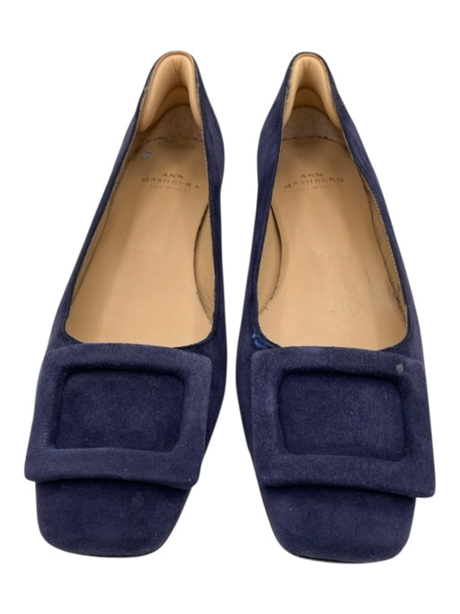 Ann Mashburn Shoe Size 37 Navy Blue Leather Suede Square Toe Buckle Pumps Navy Blue / 37