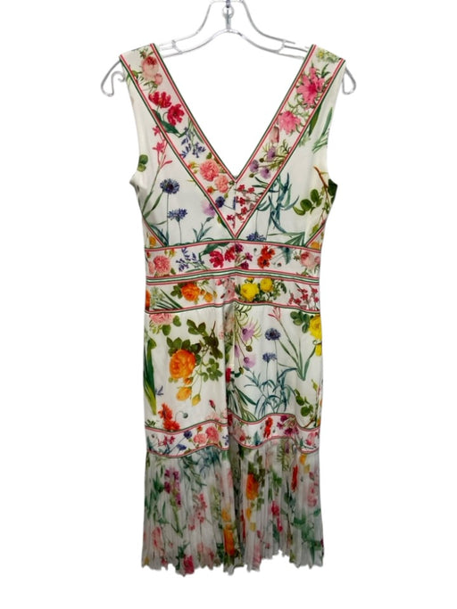 Tadashi Shoji Size xs / 2 White & Multi Polyester Sleeveless Floral Dress White & Multi / xs / 2