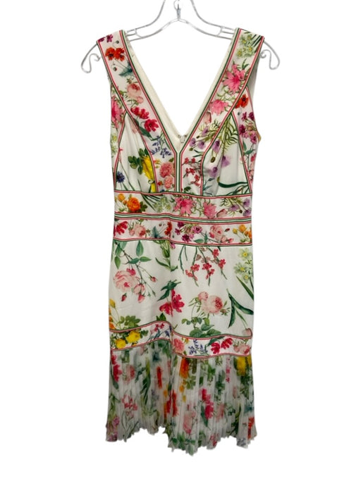 Tadashi Shoji Size xs / 2 White & Multi Polyester Sleeveless Floral Dress White & Multi / xs / 2