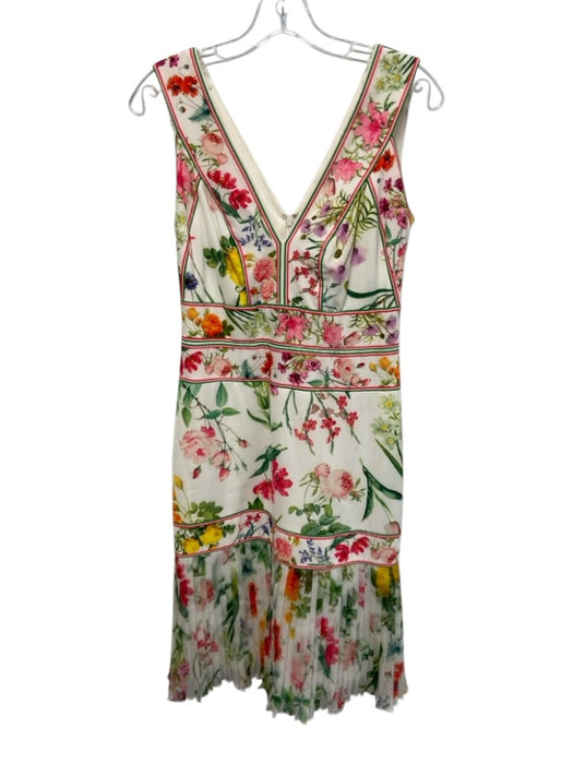 Tadashi Shoji Size xs / 2 White & Multi Polyester Sleeveless Floral Dress White & Multi / xs / 2