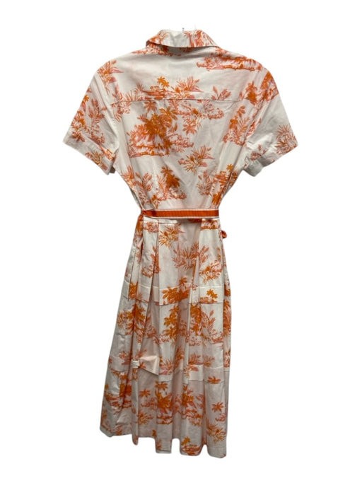 Donna Morgan Size S / 6 White & Orange Cotton Blend Tropical Toile Dress White & Orange / S / 6