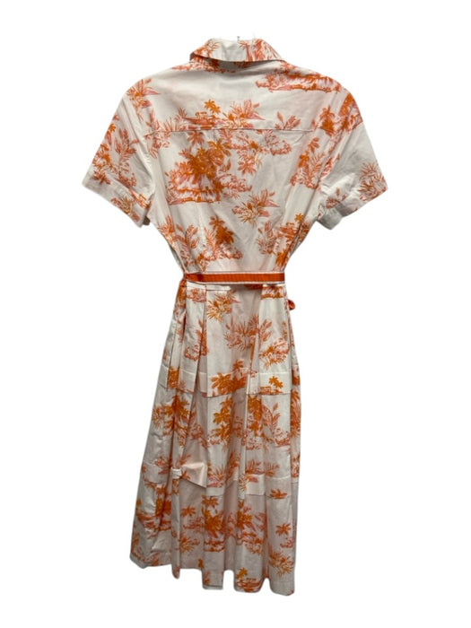 Donna Morgan Size S / 6 White & Orange Cotton Blend Tropical Toile Dress White & Orange / S / 6