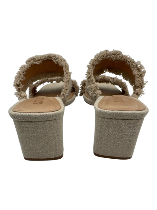 Schutz Shoe Size 7 Taupe Beige Textile Square Toe Double Strap Sandals Taupe Beige / 7