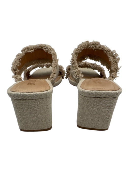 Schutz Shoe Size 7 Taupe Beige Textile Square Toe Double Strap Sandals Taupe Beige / 7