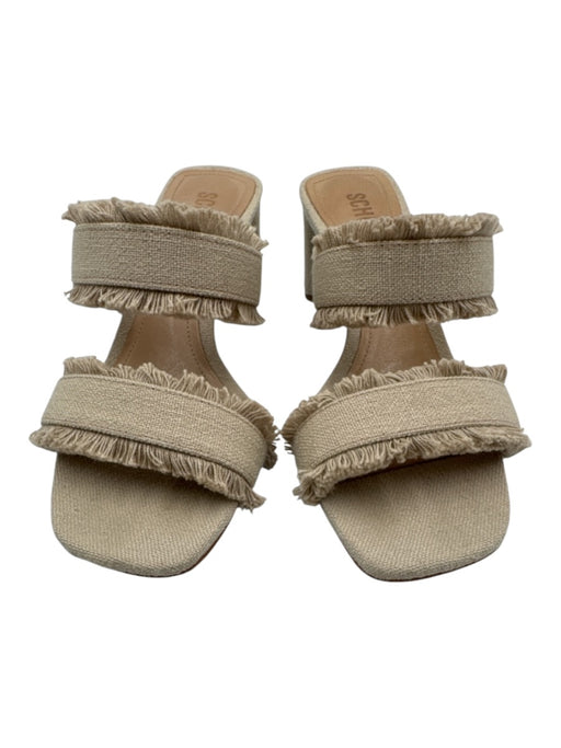 Schutz Shoe Size 7 Taupe Beige Textile Square Toe Double Strap Sandals Taupe Beige / 7