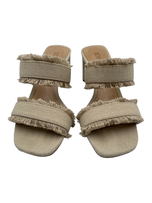 Schutz Shoe Size 7 Taupe Beige Textile Square Toe Double Strap Sandals Taupe Beige / 7
