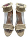 Schutz Shoe Size 7.5 Taupe Beige Textile Ankle Buckle Fringe Trim Sandals Taupe Beige / 7.5