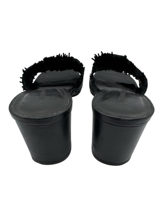 Bernardo Shoe Size 7.5 Black Leather Suede Trim Fringe Square Toe Sandals Black / 7.5