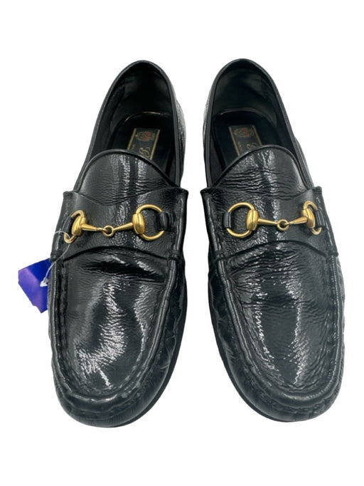 Gucci Shoe Size 37.5 Black Leather Patent Goldtone Hardware Horsebit Loafers Black / 37.5