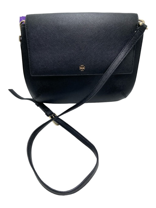 Tory Burch Black Saffiano Leather Flap Closure Detachable Strap Compartments Bag Black / M