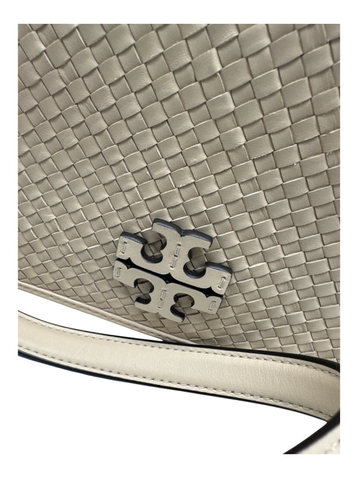 Tory Burch Beige Leather Suede Woven Magnetic Close Crossbody Bag Beige / Small