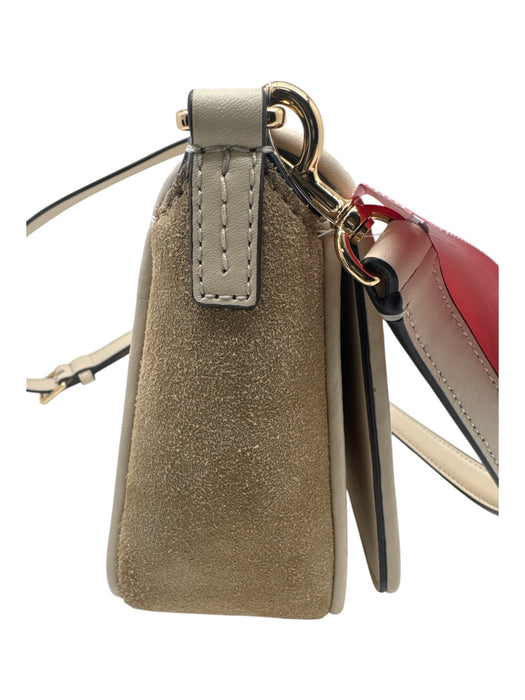 Tory Burch Beige Leather Suede Woven Magnetic Close Crossbody Bag Beige / Small