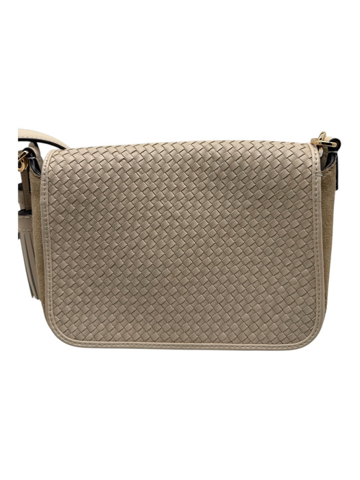 Tory Burch Beige Leather Suede Woven Magnetic Close Crossbody Bag Beige / Small