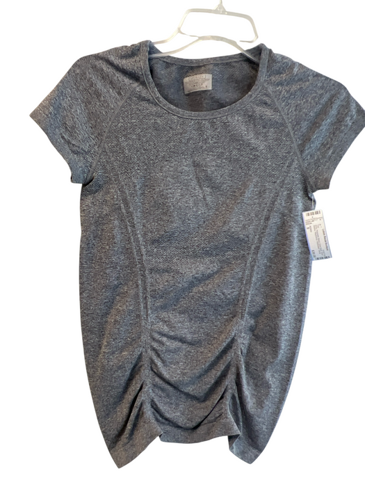 Athleta Size S Gray Polyester Blend Crew Neck Short Sleeve Heathered Top Gray / S