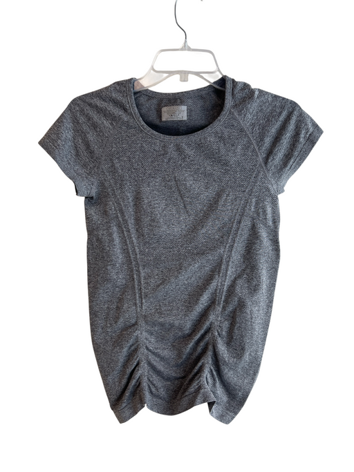 Athleta Size S Gray Polyester Blend Crew Neck Short Sleeve Heathered Top Gray / S