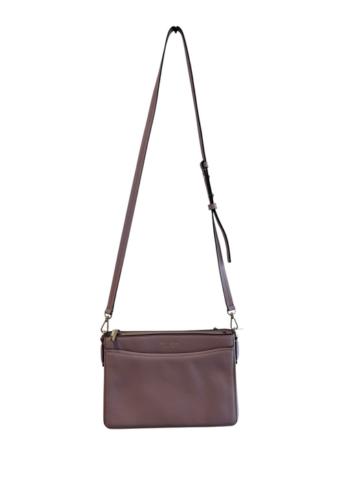 Kate Spade Mauve Pebble Leather Gold hardware Zip Close Inside & Out Pockets Bag Mauve