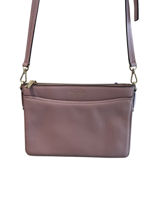 Kate Spade Mauve Pebble Leather Gold hardware Zip Close Inside & Out Pockets Bag Mauve