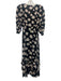 All Saints Size Medium Black, Cream & Pink Viscose Floral Wrap Midi Dress Black, Cream & Pink / Medium
