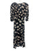 All Saints Size Medium Black, Cream & Pink Viscose Floral Wrap Midi Dress Black, Cream & Pink / Medium