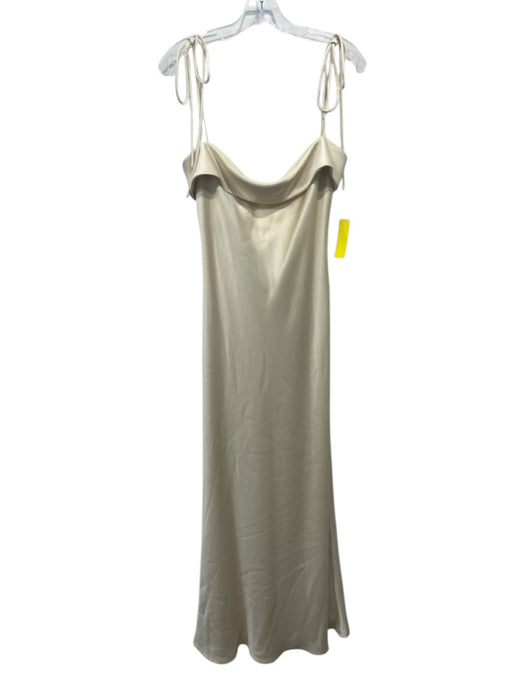 Jenny Yoo Size 10 Butter Yellow Polyester Satin Spaghetti Strap Foldover Gown Butter Yellow / 10