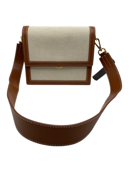 JW PEI White & Bronze Canvas & Leather Magnetic Flap Crossbody Bag White & Bronze