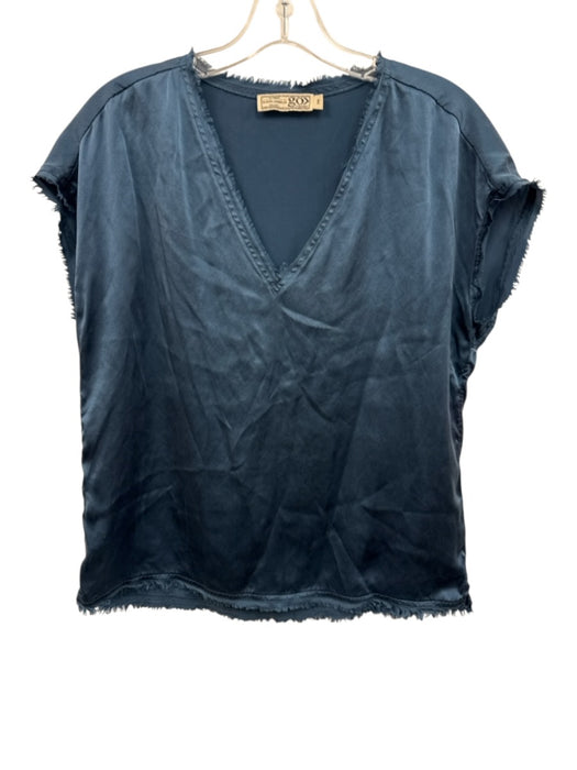 Go > Go Silk Size XS Blue Silk V Neck Sleeveless Satin Top Blue / XS