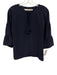 Marie Oliver Size XS Navy Silk Keyhole Front 3/4 Sleeve Top Navy / XS