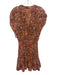A.L.C. Size 6 Orange & Multi Silk Printed V Neck Sleeveless Smocked Waist Dress Orange & Multi / 6