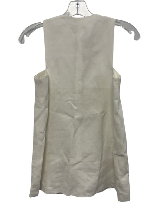 Emerson Fry Size S White Sleeveless Hook Front Round Neck Slit Pockets Dress White / S
