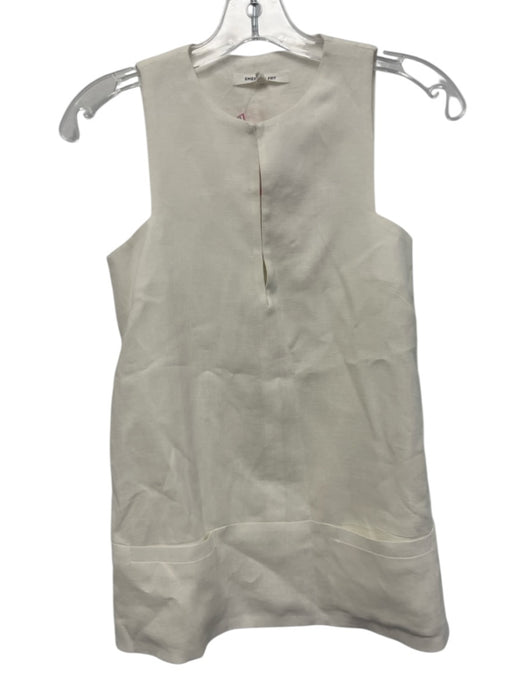 Emerson Fry Size S White Sleeveless Hook Front Round Neck Slit Pockets Dress White / S