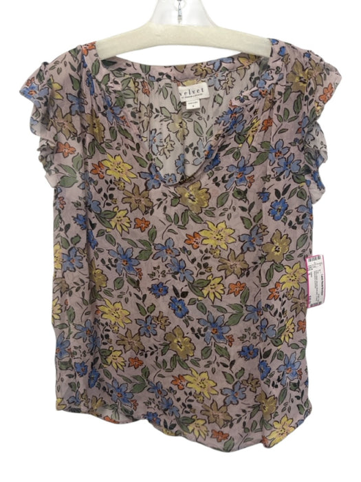 Velvet Size S Pink & Multi Viscose floral print V Neck Sleeveless Top Pink & Multi / S