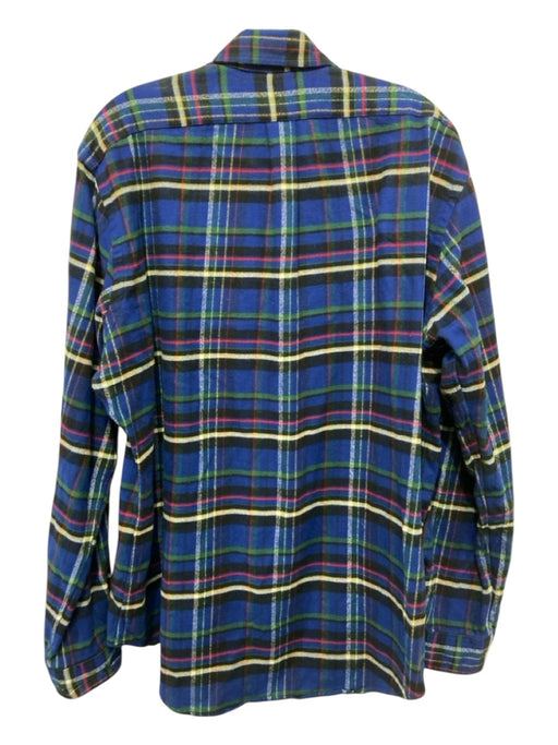 Ralph Lauren Size L Blue & Multi Cotton Blend Plaid Flannel Long Sleeve Shirt L