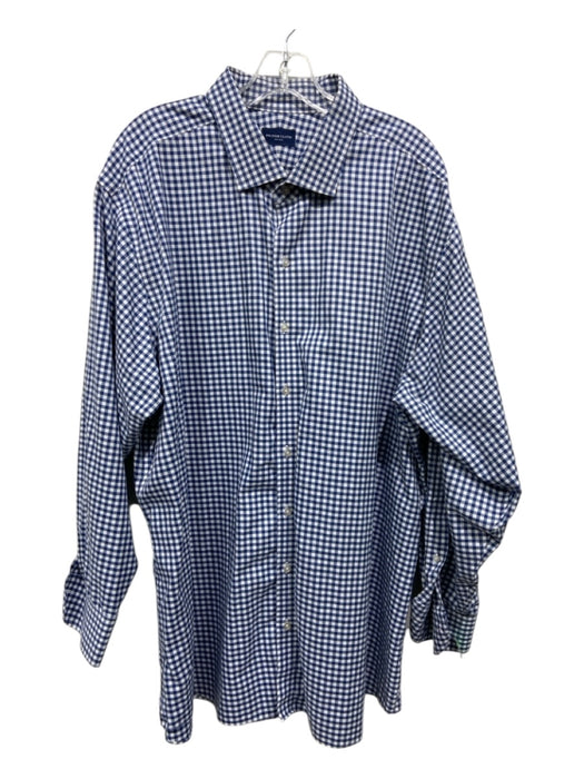 Proper Cloth Size Est L Blue & White Cotton Blend Gingham Long Sleeve Shirt Est L