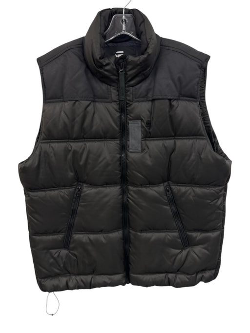 G Star Raw Size XL Olive Green Synthetic Solid Puffer Vest Men's Jacket Olive Green / XL