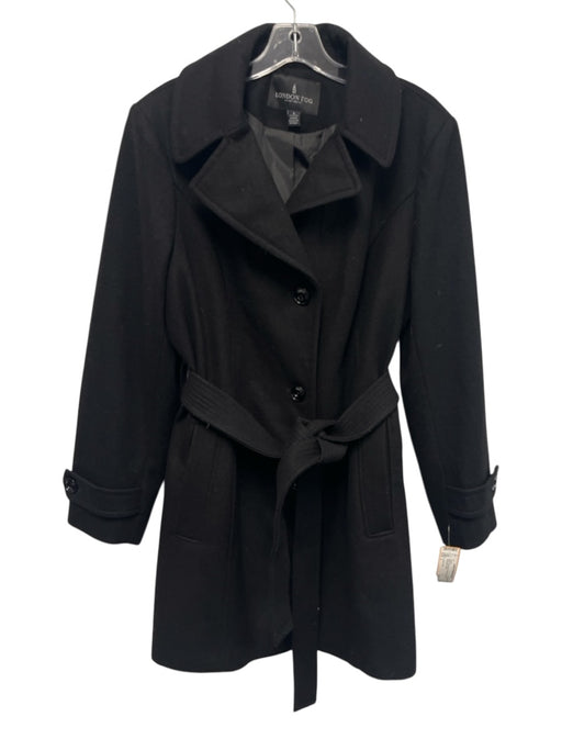 London Fog Size L Black Wool Blend Solid Overcoat Men's Jacket Black / L