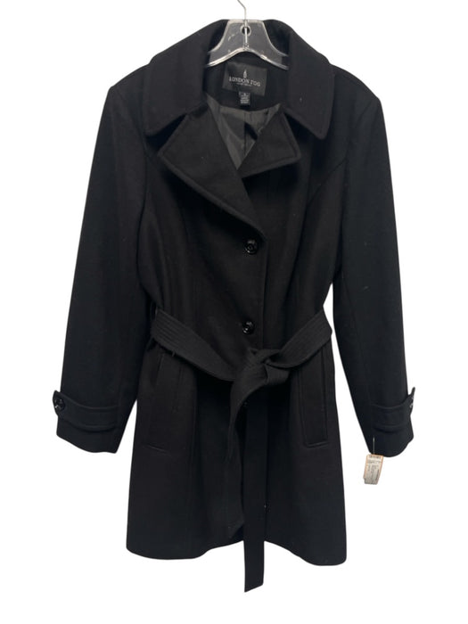 London Fog Size L Black Wool Blend Solid Overcoat Men's Jacket Black / L