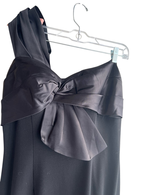 Mac Duggal Size 10 Black Polyester One Shoulder Pleated Back Zip Gown Black / 10