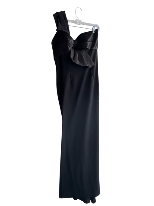 Mac Duggal Size 10 Black Polyester One Shoulder Pleated Back Zip Gown Black / 10