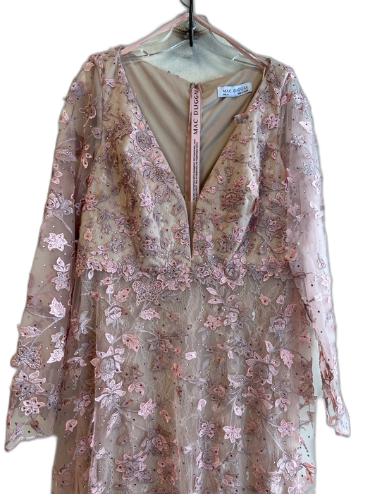 Mac Duggal Size 12 Pink Polyester Embroidered Design V Neck Lined Gown Pink / 12