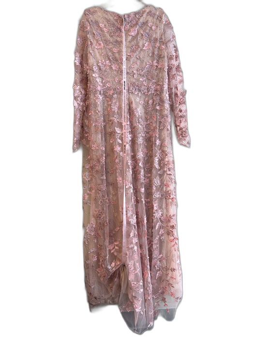 Mac Duggal Size 12 Pink Polyester Embroidered Design V Neck Lined Gown Pink / 12