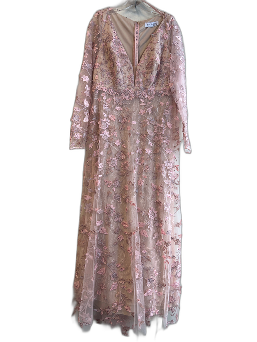 Mac Duggal Size 12 Pink Polyester Embroidered Design V Neck Lined Gown Pink / 12