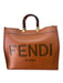 Fendi Brown Leather Tortoise Shell Handles Open Top Shopper Tote Bag Brown / Large