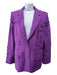 Oscar De La Renta Size 12 Purple Virgin Wool Blend One Button Floral Lace Jacket Purple / 12